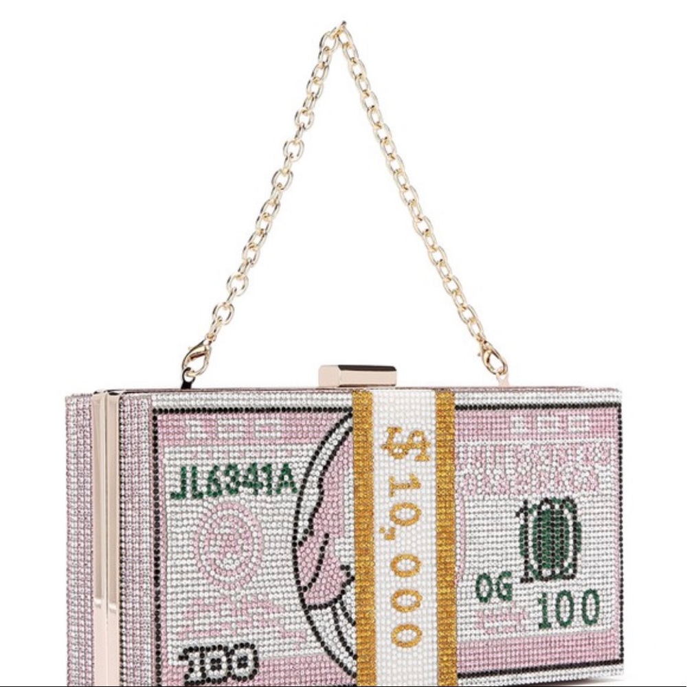 •Bank Roll Betty• Pink Instinct Rhinestone Clutch - Picture 2 of 6